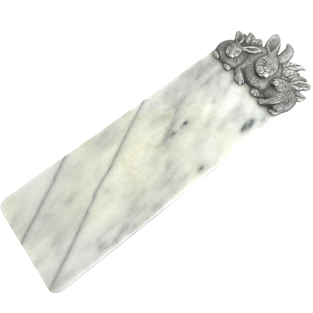 Vintage Charcuterie 1986 Marble Bunny Rabbit Cheese Board Tray Arthur Court